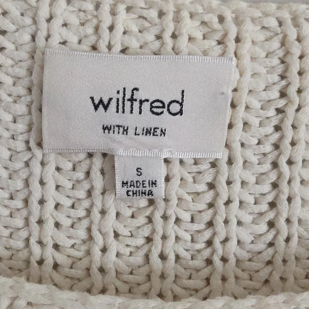 ARITZIA | Wilfred Ivory Linen Randonnai Sweater Chunky Knit Side Slits sz S - Picture 7 of 9